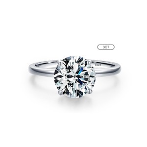 925 Sterling Silver Round-Cut CZ 1/2/3 CT Solitaire Ring 70200332