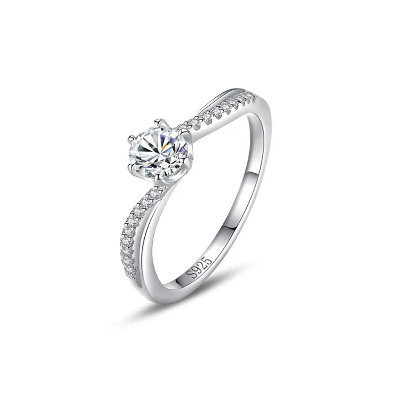 925 Sterling Silver Round-Cut Solitaire Six-Prong CZ Ring 70200334 925 Sterling Silver Round-Cut Solitaire Six-Prong CZ Ring 70200334
