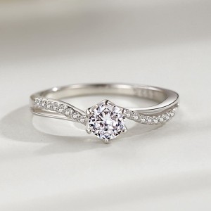 925 Sterling Silver Round-Cut Solitaire Six-Prong CZ Ring 70200334 925 Sterling Silver Round-Cut Solitaire Six-Prong CZ Ring 70200334