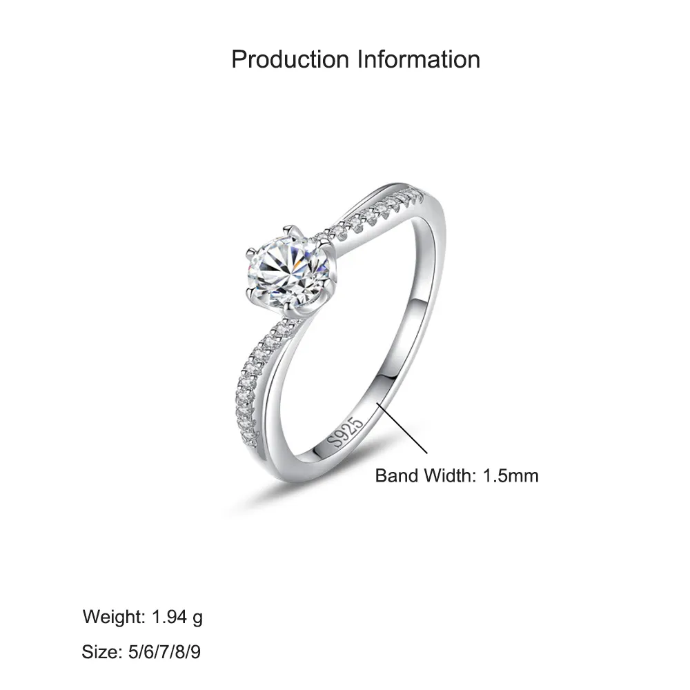 925 Sterling Silver Round-Cut Solitaire Six-Prong CZ Ring 70200334 - image2