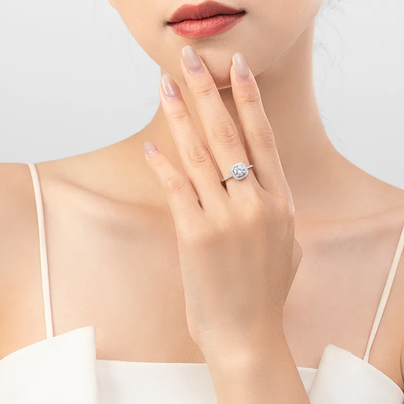 925 Sterling Silver Round-Cut Halo CZ Ring 70200335 - image1