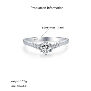 925 Sterling Silver Classic Round-Cut CZ Solitaire Ring 70200337 925 Sterling Silver Classic Round-Cut CZ Solitaire Ring 70200337