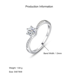 925 Sterling Silver Classic Solitaire Six-Prong CZ Ring 70200338 925 Sterling Silver Classic Solitaire Six-Prong CZ Ring 70200338