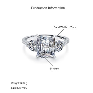 925 Sterling Silver Emerald-Cut 3 CT CZ Ring 70200339 925 Sterling Silver Emerald-Cut 3 CT CZ Ring 70200339