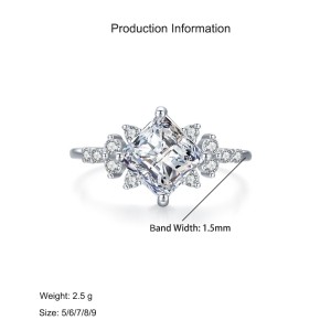 925 Sterling Silver Sparkle Princess-Cut CZ Ring 70200340 925 Sterling Silver Sparkle Princess-Cut CZ Ring 70200340