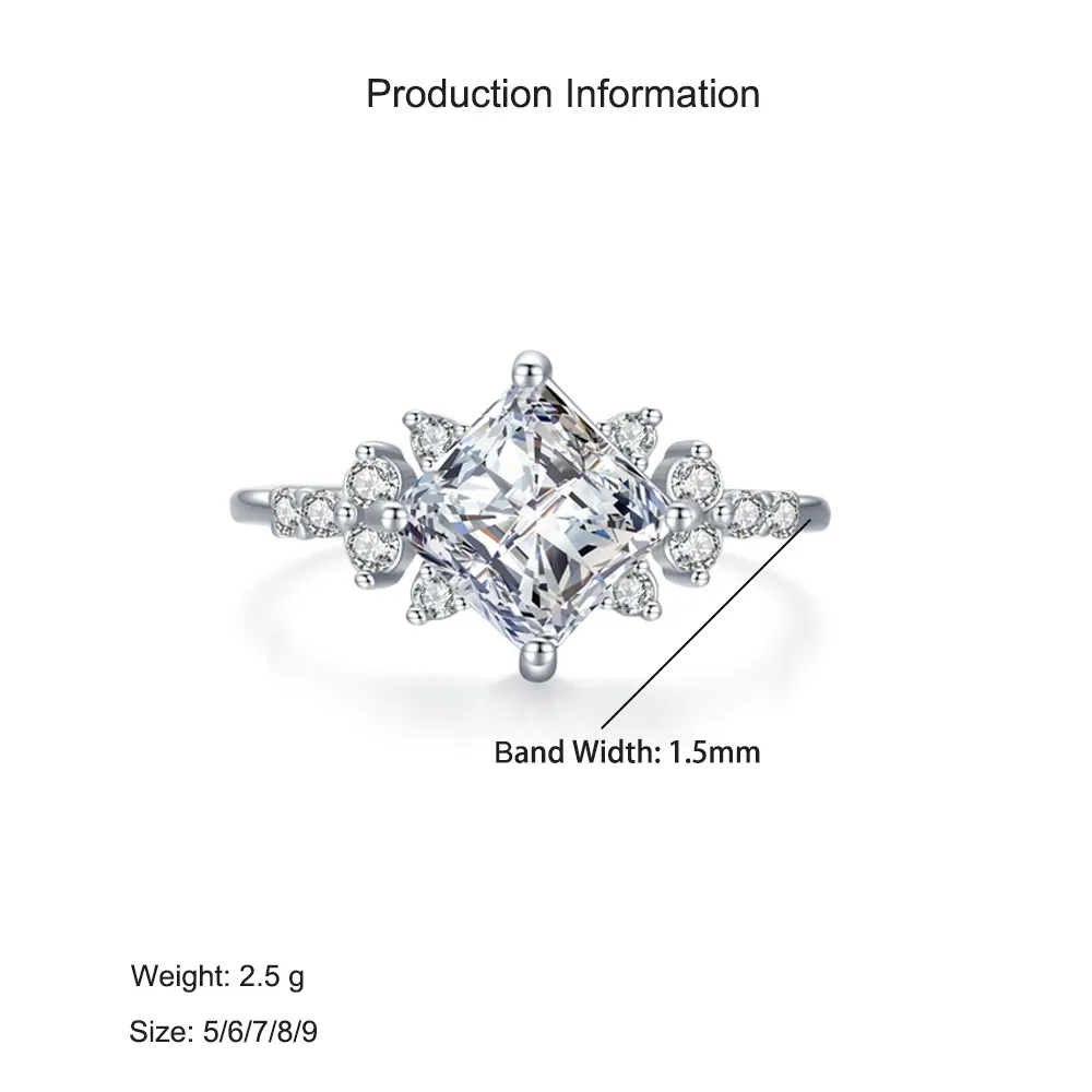 925 Sterling Silver Sparkle Princess-Cut CZ Ring 70200340 - image2