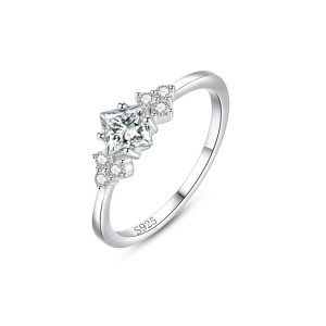 925 Sterling Silver Minimalist Princess-Cut CZ Ring 70200342 925 Sterling Silver Minimalist Princess-Cut CZ Ring 70200342