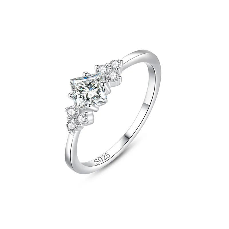 925 Sterling Silver Minimalist Princess-Cut CZ Ring 70200342 925 Sterling Silver Minimalist Princess-Cut CZ Ring 70200342