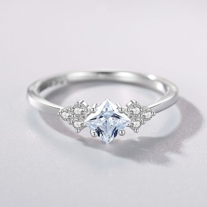 925 Sterling Silver Minimalist Princess-Cut CZ Ring 70200342 925 Sterling Silver Minimalist Princess-Cut CZ Ring 70200342
