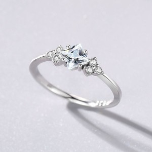 925 Sterling Silver Minimalist Princess-Cut CZ Ring 70200342 925 Sterling Silver Minimalist Princess-Cut CZ Ring 70200342