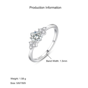 925 Sterling Silver Minimalist Princess-Cut CZ Ring 70200342 925 Sterling Silver Minimalist Princess-Cut CZ Ring 70200342