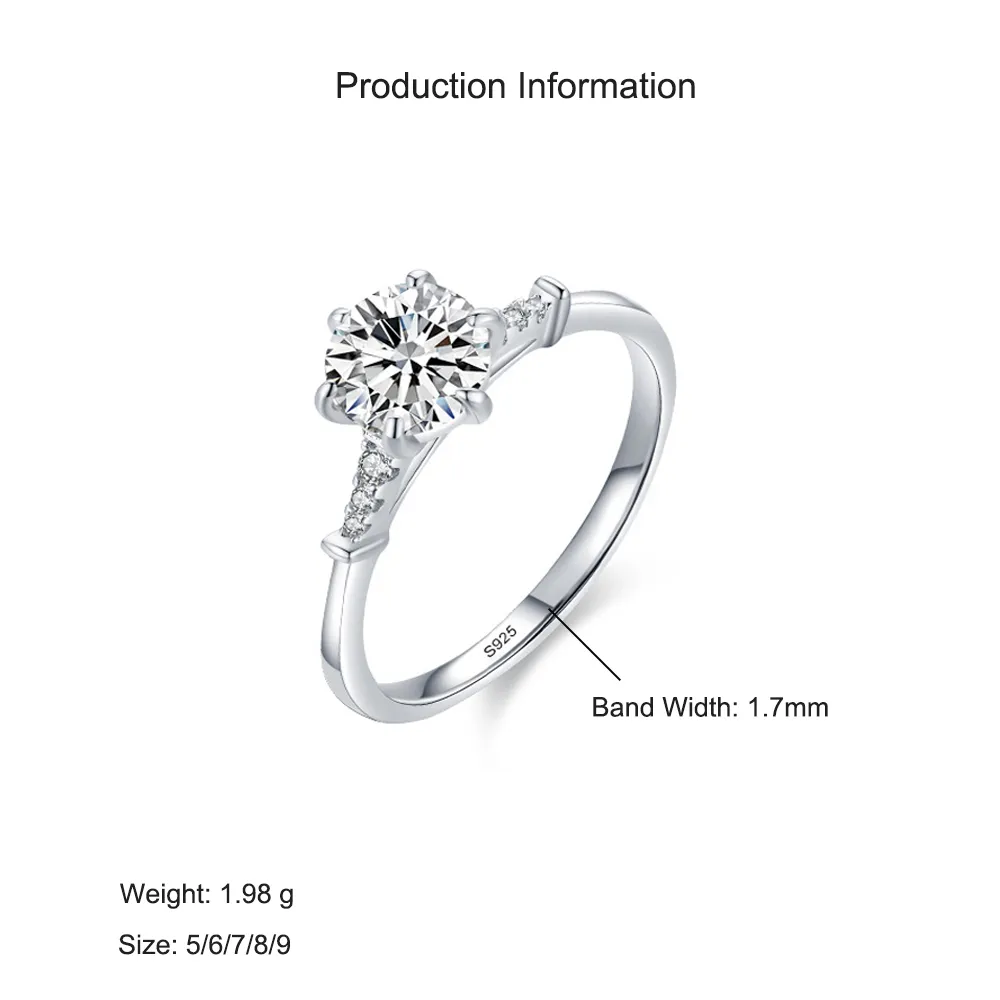 925 Sterling Silver 1 CT CZ Solitaire Ring 70200345 - image2
