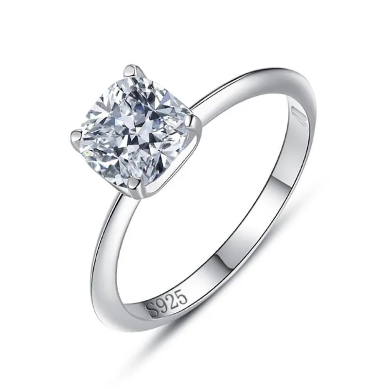 925 Sterling Silver Classic Square CZ Solitaire Ring 70200346 925 Sterling Silver Classic Square CZ Solitaire Ring 70200346