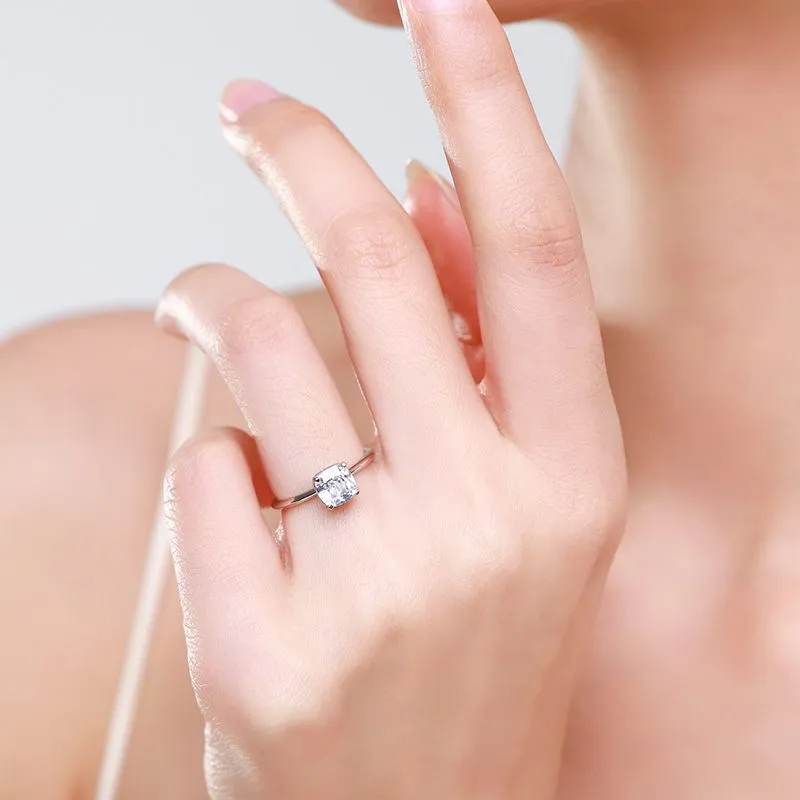 925 Sterling Silver Classic Square CZ Solitaire Ring 70200346 - image1