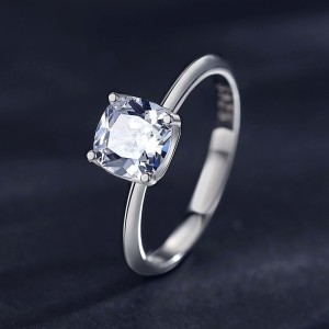 925 Sterling Silver Classic Square CZ Solitaire Ring 70200346