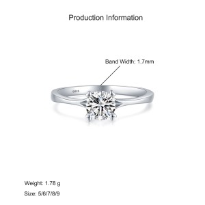 925 Sterling Silver Classic 1 CT Solitaire Band Ring 70200347 925 Sterling Silver Classic 1 CT Solitaire Band Ring 70200347