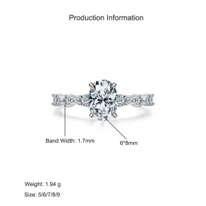 925 Sterling Silver Classic Oval CZ Ring 70200348 925 Sterling Silver Classic Oval CZ Ring 70200348