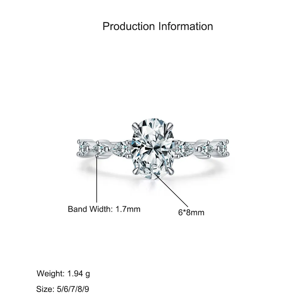 925 Sterling Silver Classic Oval CZ Ring 70200348 - image2