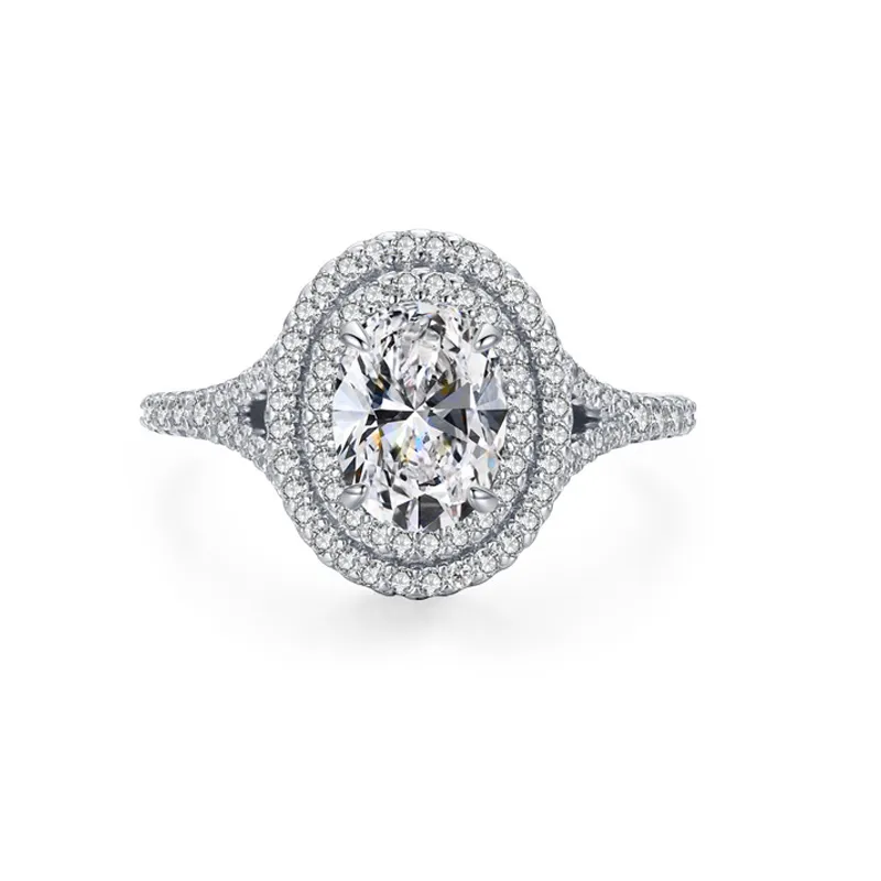 925 Sterling Silver Double Halo 5 CT Oval CZ Ring 70200349 925 Sterling Silver Double Halo 5 CT Oval CZ Ring 70200349