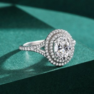 925 Sterling Silver Double Halo 5 CT Oval CZ Ring 70200349 925 Sterling Silver Double Halo 5 CT Oval CZ Ring 70200349