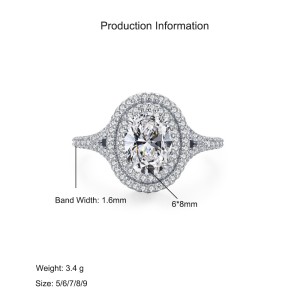 925 Sterling Silver Double Halo 5 CT Oval CZ Ring 70200349 925 Sterling Silver Double Halo 5 CT Oval CZ Ring 70200349