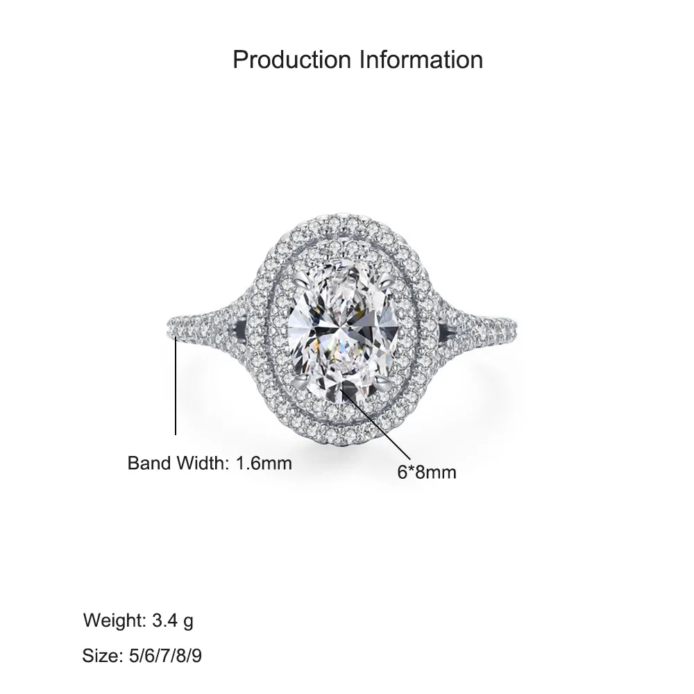 925 Sterling Silver Double Halo 5 CT Oval CZ Ring 70200349 - image2