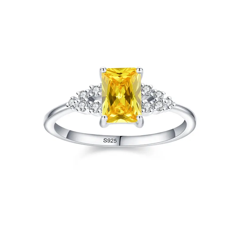 925 Sterling Silver Emerald-Cut Yellow CZ Ring 70200350 925 Sterling Silver Emerald-Cut Yellow CZ Ring 70200350