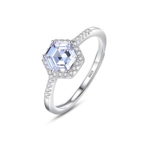 925 Sterling Silver Hexagon 1 CT CZ Halo Ring 70200351 925 Sterling Silver Hexagon 1 CT CZ Halo Ring 70200351