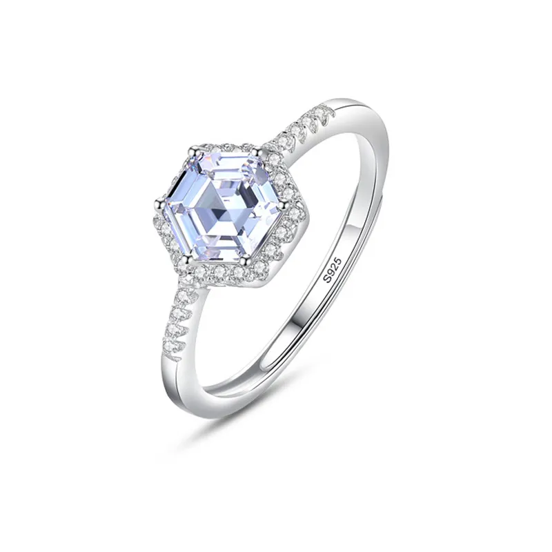 925 Sterling Silver Hexagon 1 CT CZ Halo Ring 70200351 925 Sterling Silver Hexagon 1 CT CZ Halo Ring 70200351