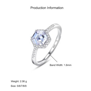 925 Sterling Silver Hexagon 1 CT CZ Halo Ring 70200351 925 Sterling Silver Hexagon 1 CT CZ Halo Ring 70200351