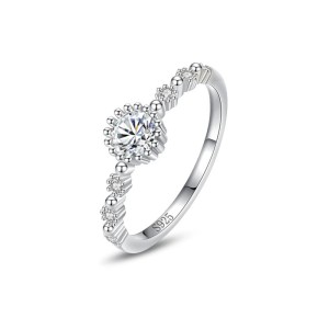 925 Sterling Silver Dainty Minimalist Round CZ Ring 70200352 925 Sterling Silver Dainty Minimalist Round CZ Ring 70200352