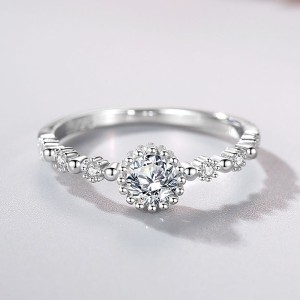 925 Sterling Silver Dainty Minimalist Round CZ Ring 70200352 925 Sterling Silver Dainty Minimalist Round CZ Ring 70200352