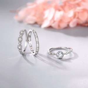 925 Sterling Silver Dainty Minimalist Round CZ Ring 70200352 925 Sterling Silver Dainty Minimalist Round CZ Ring 70200352