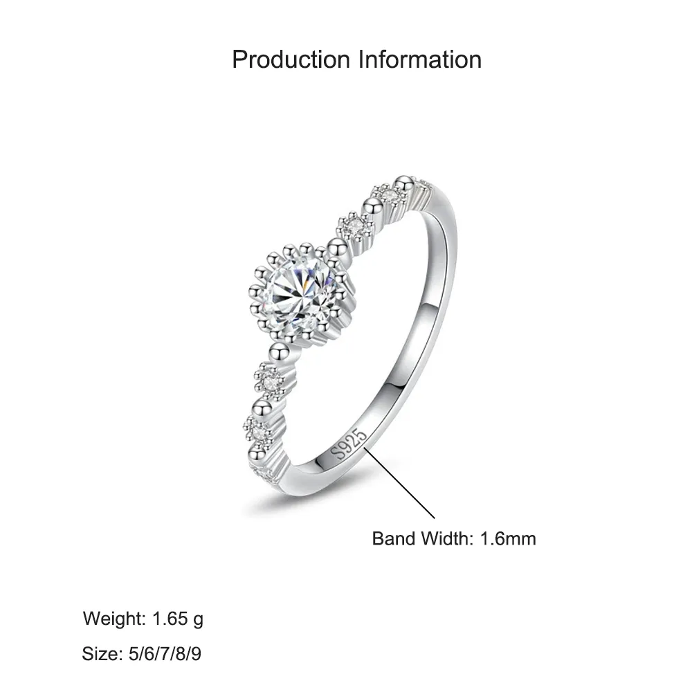 925 Sterling Silver Dainty Minimalist Round CZ Ring 70200352 - image2