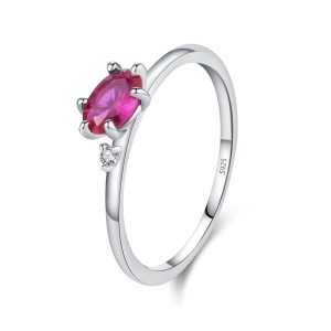 925 Sterling Silver Minimalist Ruby-Look CZ Stacking Ring 70200353 925 Sterling Silver Minimalist Ruby-Look CZ Stacking Ring 70200353