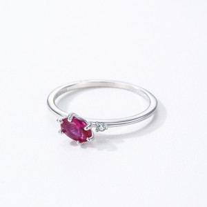 925 Sterling Silver Minimalist Ruby-Look CZ Stacking Ring 70200353 925 Sterling Silver Minimalist Ruby-Look CZ Stacking Ring 70200353