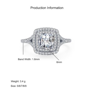 925 Sterling Silver Classic Double Halo Cushion Cut 5 CT CZ Ring 70200355 925 Sterling Silver Classic Double Halo Cushion Cut 5 CT CZ Ring 70200355