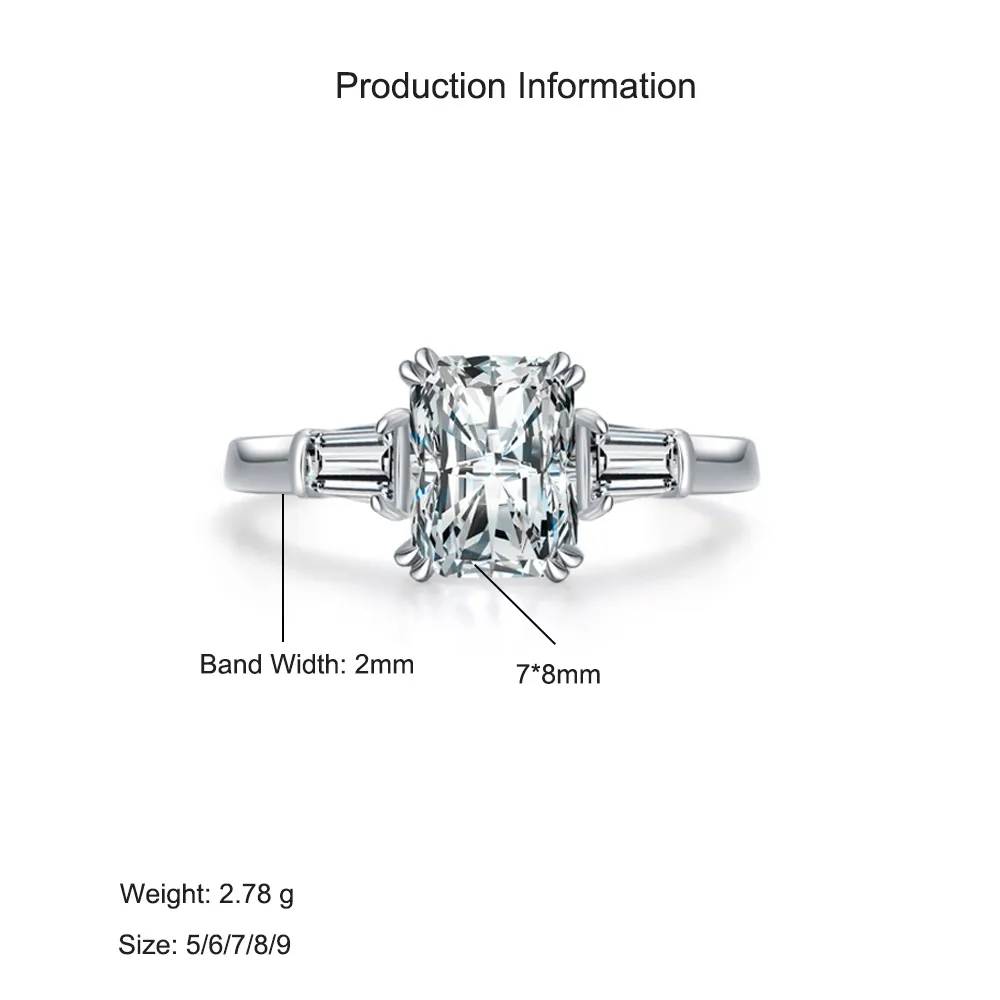 925 Sterling Silver Emerald-Cut CZ Solitaire Ring 70200356 - image2