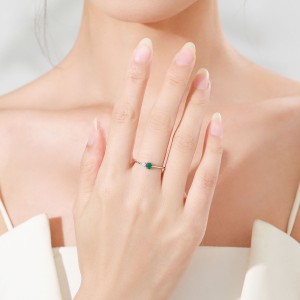 925 Sterling Silver Minimalist Emerald Green CZ Accent Ring 70200358 925 Sterling Silver Minimalist Emerald Green CZ Accent Ring 70200358
