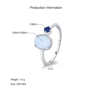 925 Sterling Silver Vintage Iridescent Blue Opal Ring 70200359 925 Sterling Silver Vintage Iridescent Blue Opal Ring 70200359