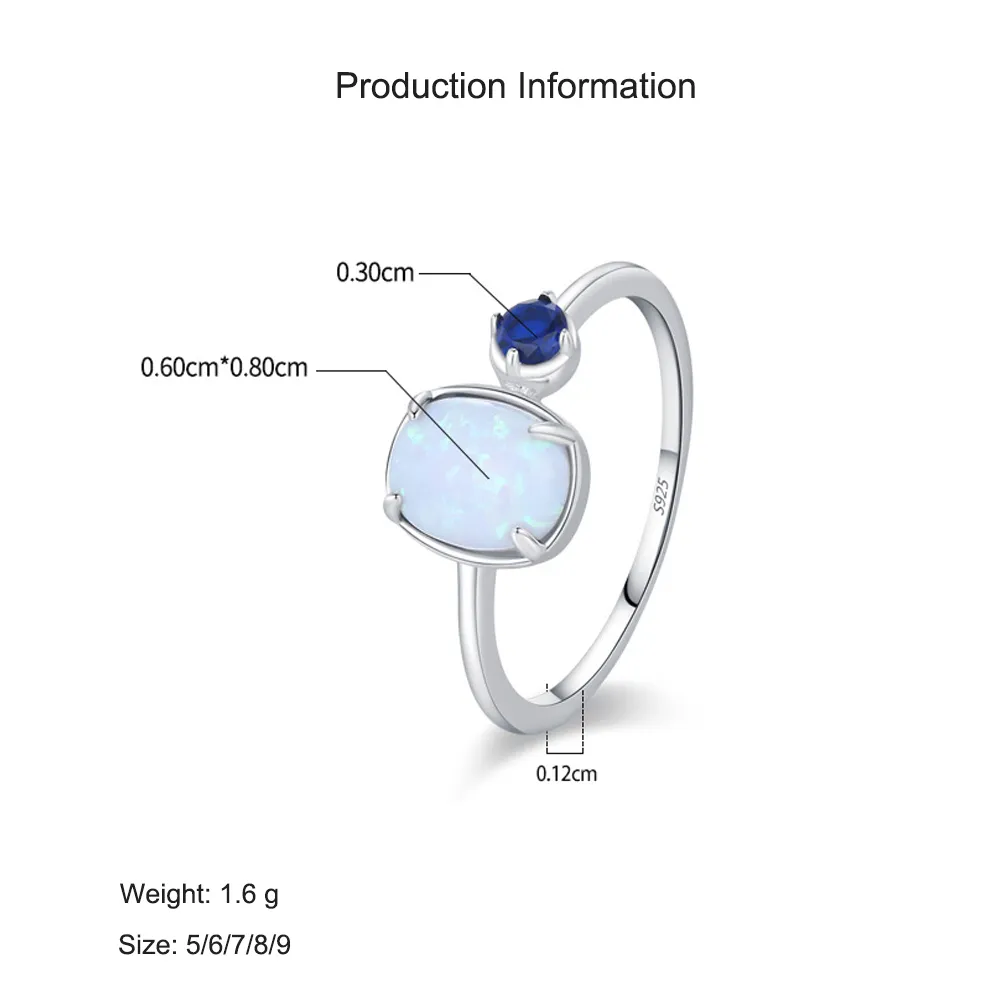 925 Sterling Silver Vintage Iridescent Blue Opal Ring 70200359 - image2