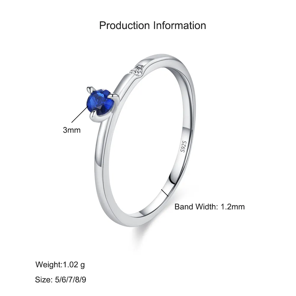 925 Sterling Silver Minimalist Sapphire Zircon Ring 70200360 - image2