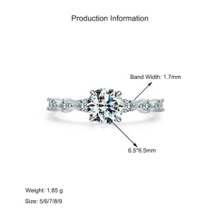 925 Sterling Silver 1 CT Zircon Solitaire Ring 70200361
