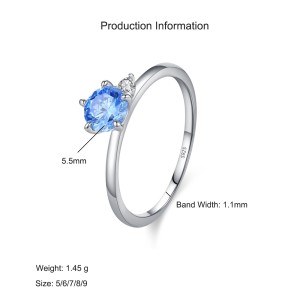 925 Sterling Silver Minimalist Aquamarine Blue Zircon Ring 70200362 925 Sterling Silver Minimalist Aquamarine Blue Zircon Ring 70200362