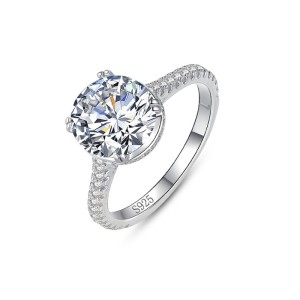 925 Sterling Silver 2 CT Four-Prong Zircon Ring 70200363 925 Sterling Silver 2 CT Four-Prong Zircon Ring 70200363