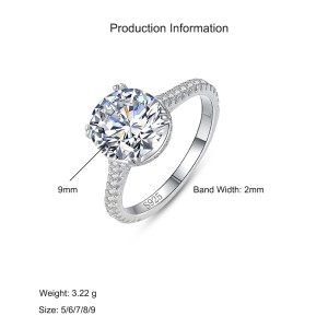 925 Sterling Silver 2 CT Four-Prong Zircon Ring 70200363 925 Sterling Silver 2 CT Four-Prong Zircon Ring 70200363