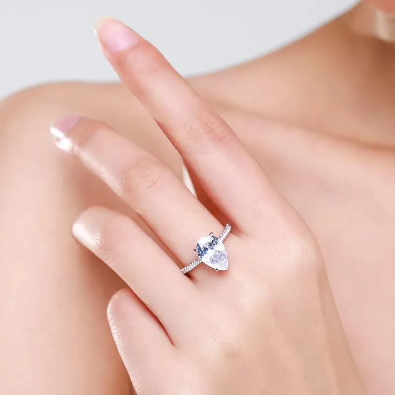 925 Sterling Silver 3 CT Pear Cut Zircon Ring 70200364 - image1
