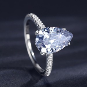 925 Sterling Silver 3 CT Pear Cut Zircon Ring 70200364 925 Sterling Silver 3 CT Pear Cut Zircon Ring 70200364