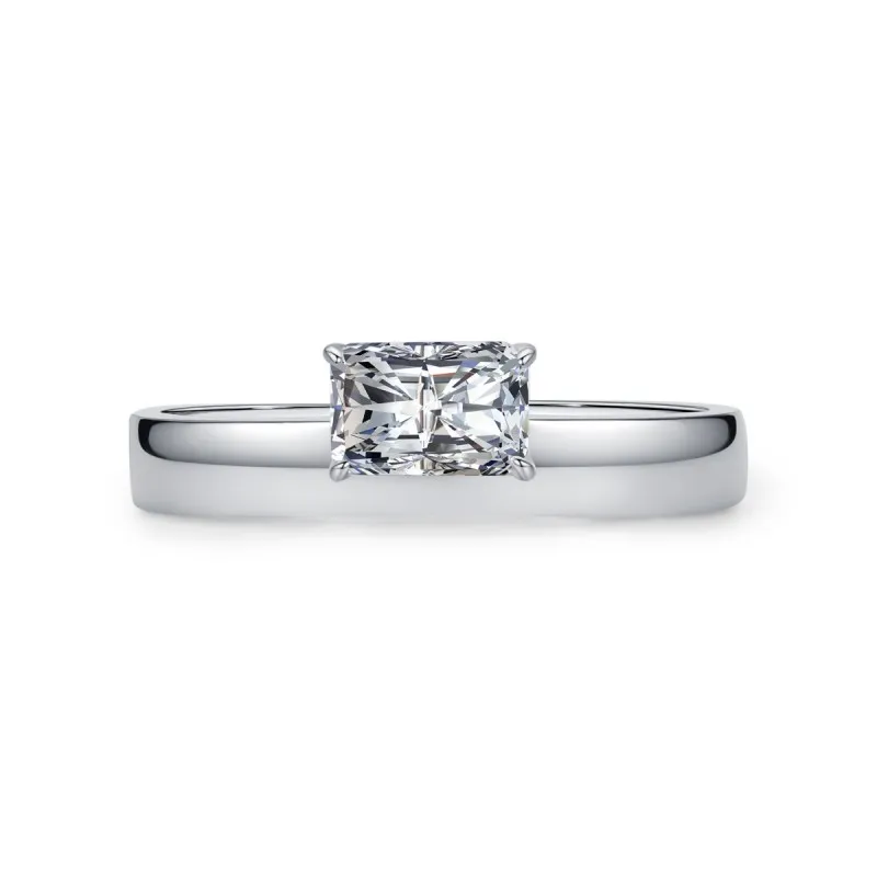 925 Sterling Silver Minimalist Solitaire Square Cut Zircon Ring 70200365