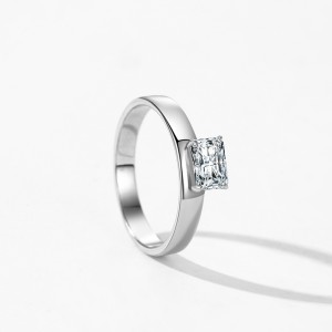 925 Sterling Silver Minimalist Solitaire Square Cut Zircon Ring 70200365 925 Sterling Silver Minimalist Solitaire Square Cut Zircon Ring 70200365